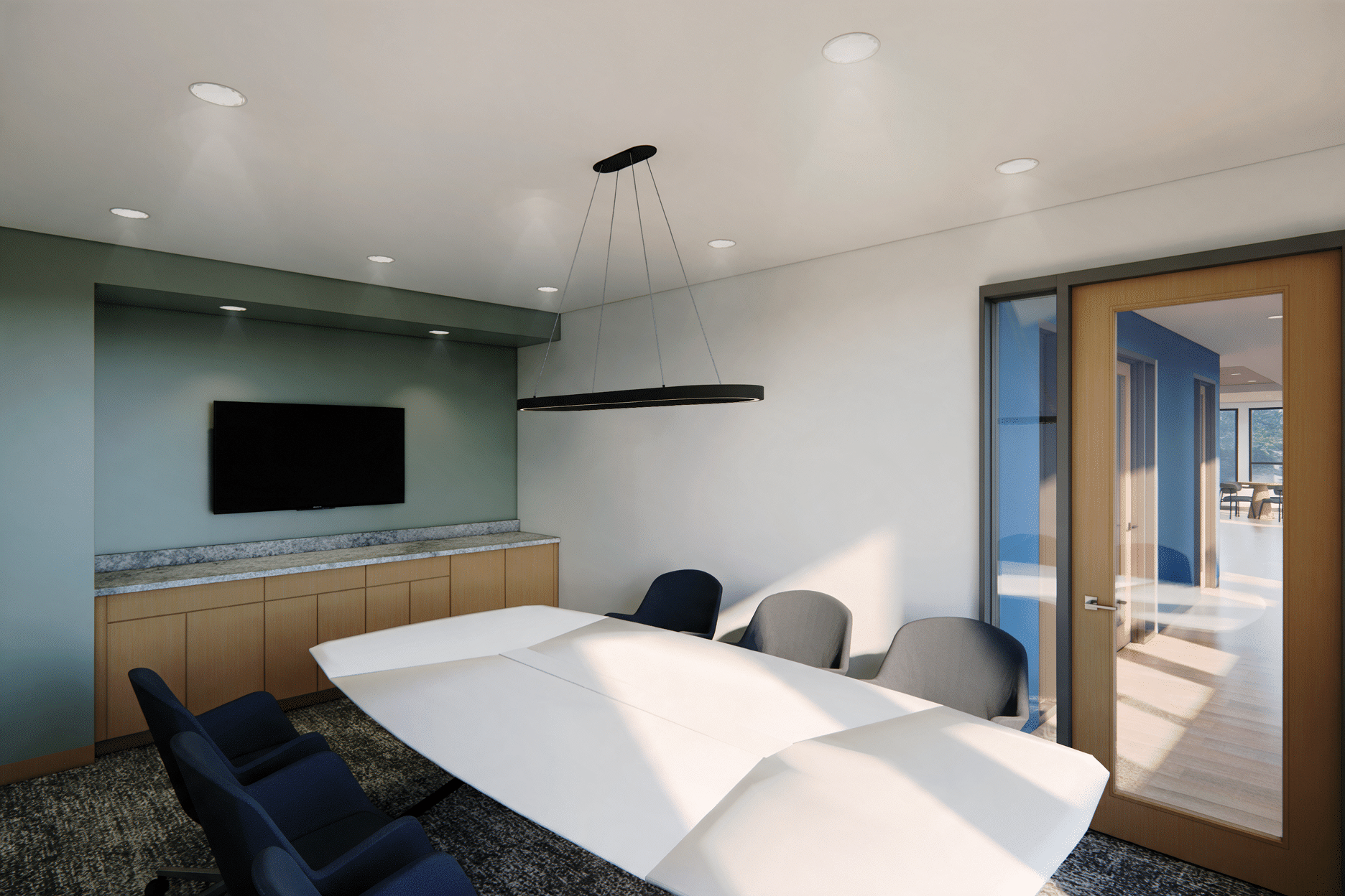Dedicated spaces for focused work, meetings, and remote connection.